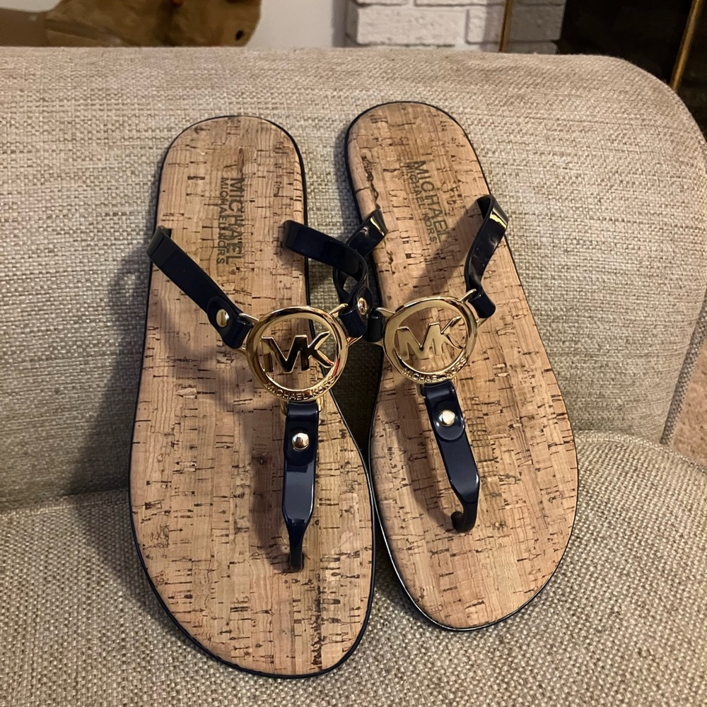 Michael kors gold and black sandals